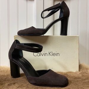 Calvin Klein Dark Brown Suede Heels